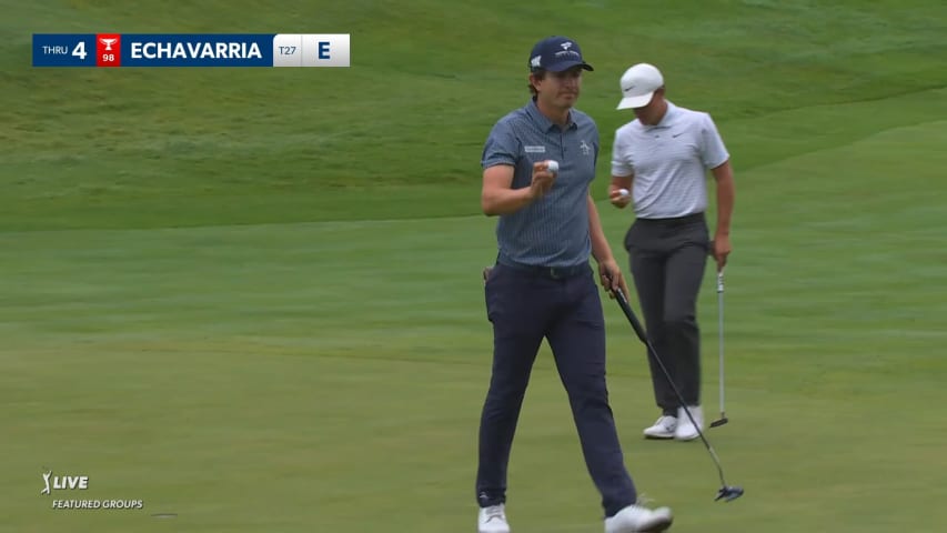 Nico Echavarria's approach to 7 feet sets up birdie at John Deere