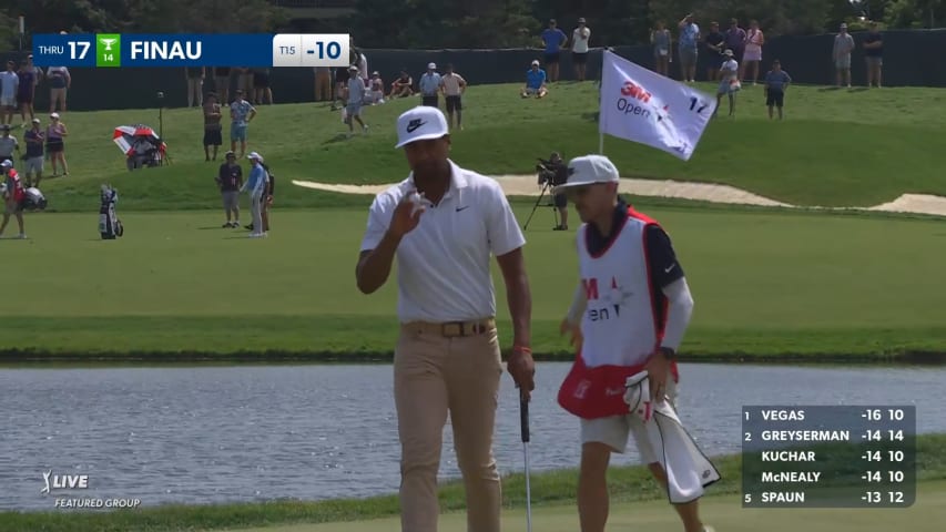 Tony Finau buries 26-foot birdie putt  at 3M Open