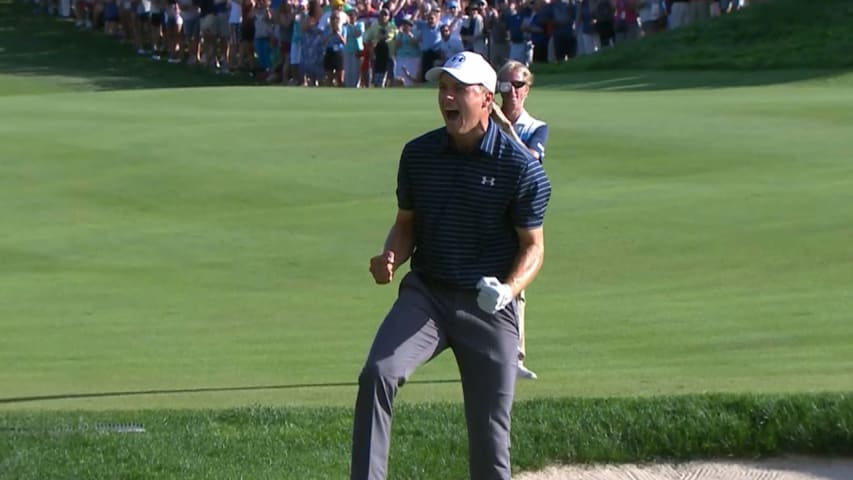 Jordan Spieth's incredible bunker shot to win Travelers