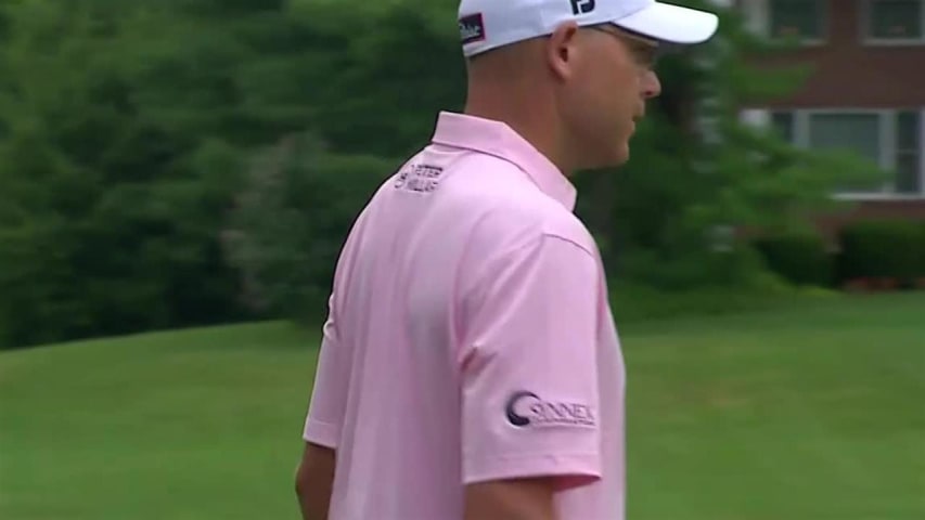 Bill Haas' birdie putt from the fringe at Barbasol