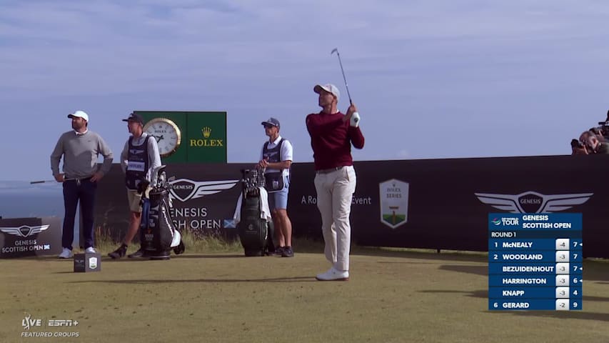 Adam Scott sinks 39-foot birdie putt at Genesis Scottish Open