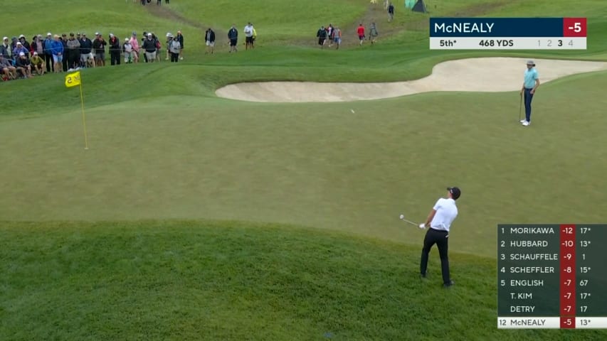 Maverick McNealy chips in for birdie at PGA Championship