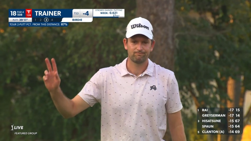 Martin Trainer drains a 40-foot birdie putt at Wyndham