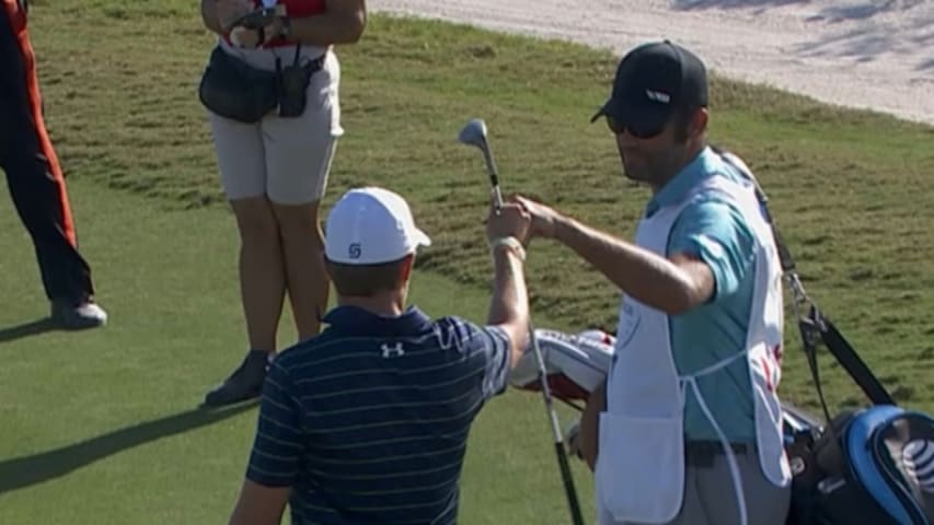 Jordan Spieth holes an impressive flop shot at Hero World Challenge