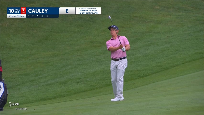 Bud Cauley's approach to 8 feet yields birdie at John Deere