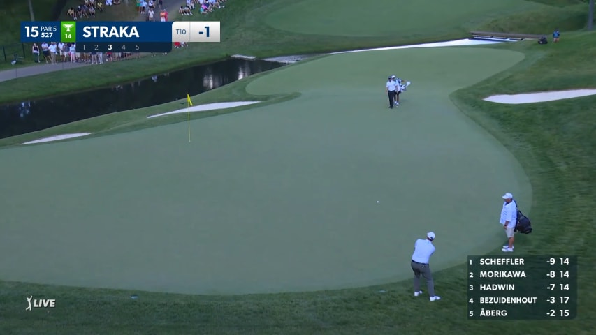 Sepp Straka gets up-and-down for birdie at the Memorial