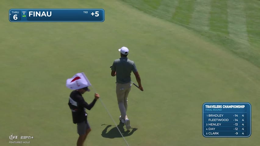 Tony Finau makes birdie on No. 15 at Travelers