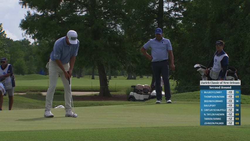 Paul Barjon rolls in birdie putt at Zurich Classic