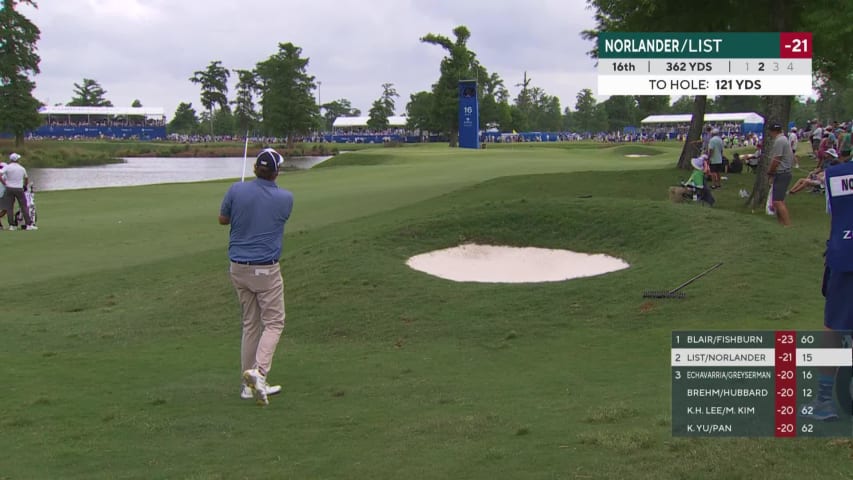 Henrik Norlander bends in birdie putt at Zurich Classic