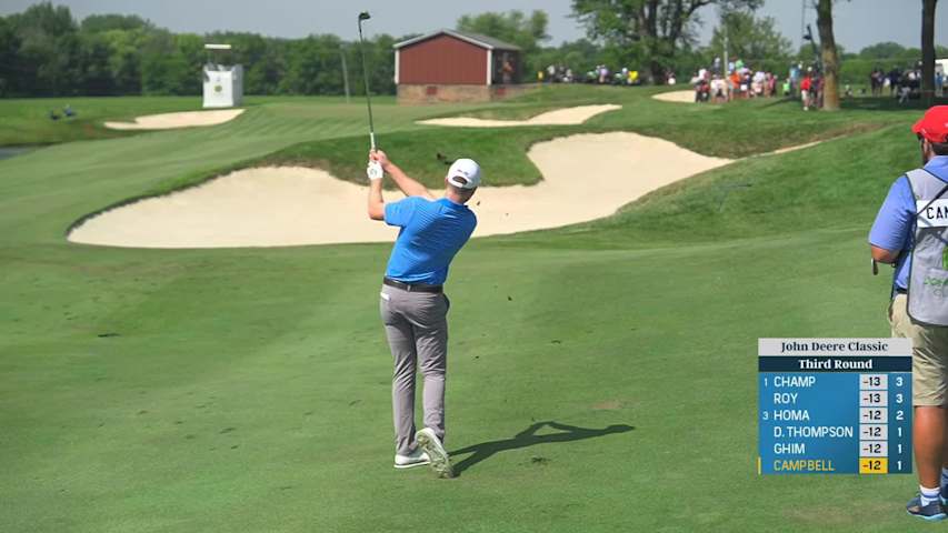 Brian Campbell sinks a 26-foot birdie putt on No. 2 at John Deere