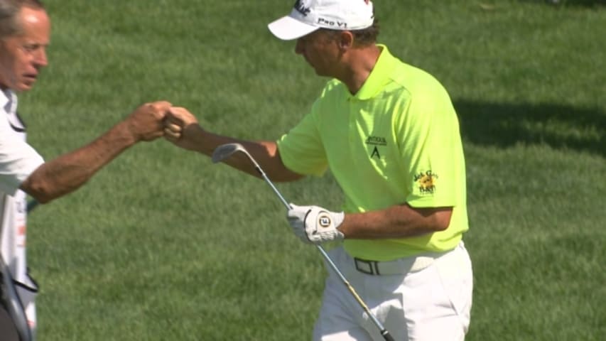 Jerry Smith's eagle hole out from bunker at the Encompass Championship