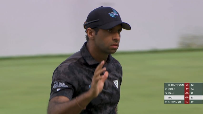 Aaron Rai ends round with birdie on No. 18 at John Deere