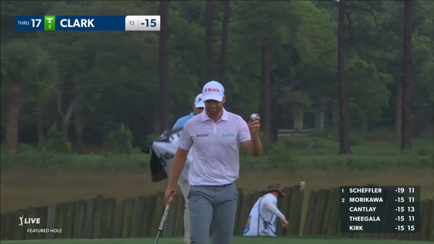 Wyndham Clark sends tee shot 3 feet from the hole at RBC Heritage