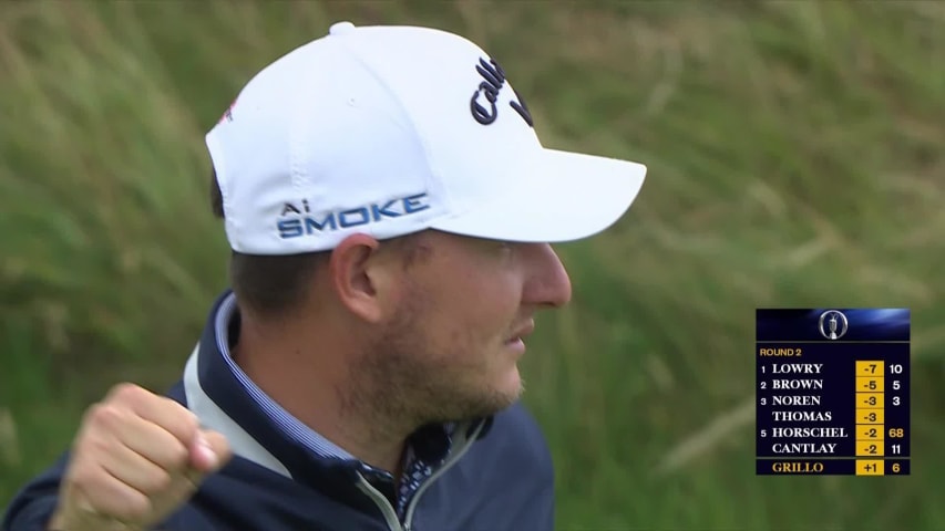 Emiliano Grillo sinks lengthy putt for birdie at The Open