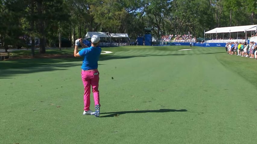 Wesley Bryan knocks his approach in tight at RBC Heritage