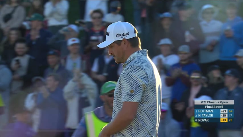 Andrew Novak sinks a 23-foot birdie putt on No. 18 at WM Phoenix Open