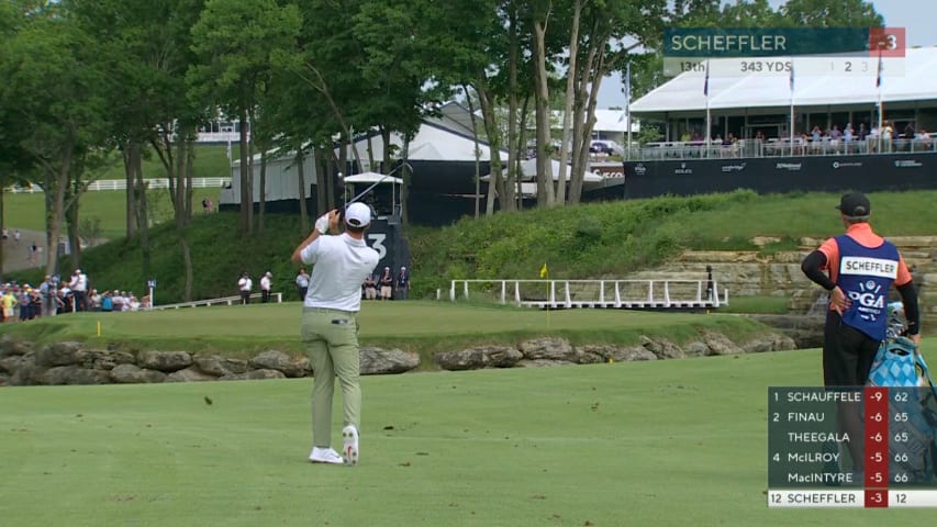 Scottie Scheffler dials in approach to set up birdie at PGA Championship