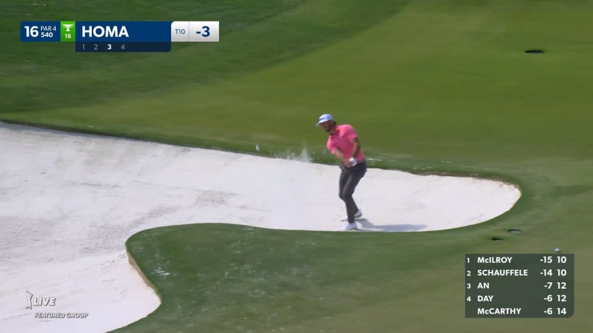 Max Homa holes out from bunker for birdie at Wells Fargo