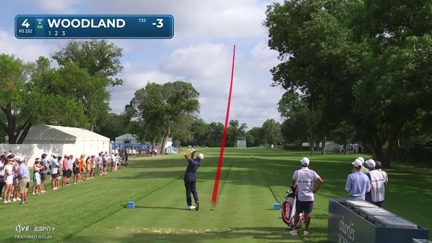 Gary Woodland sinks a 20-foot birdie putt on No. 4 at Charles Schwab