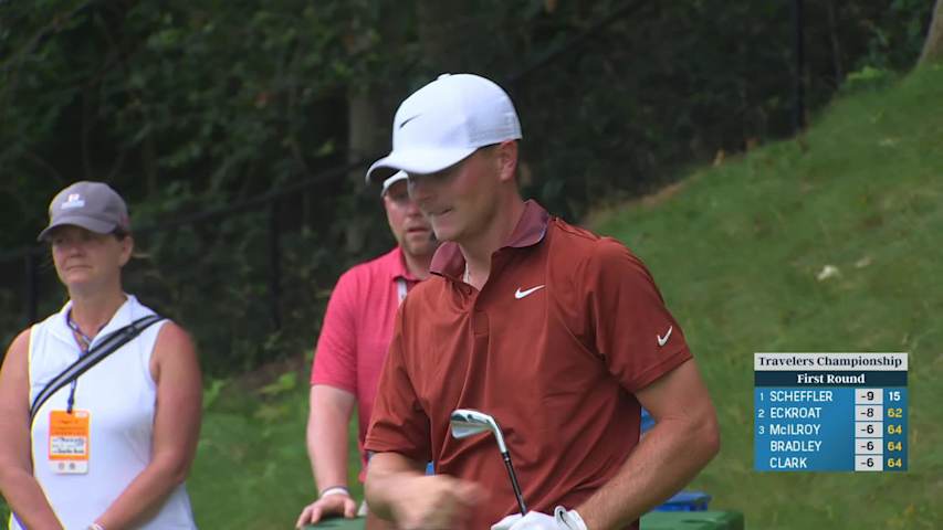 Luke Clanton makes birdie on No. 15 at Travelers