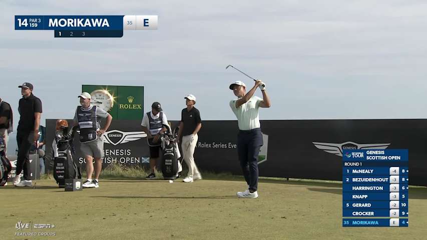 Collin Morikawa flights tee shot close at Genesis Scottish Open