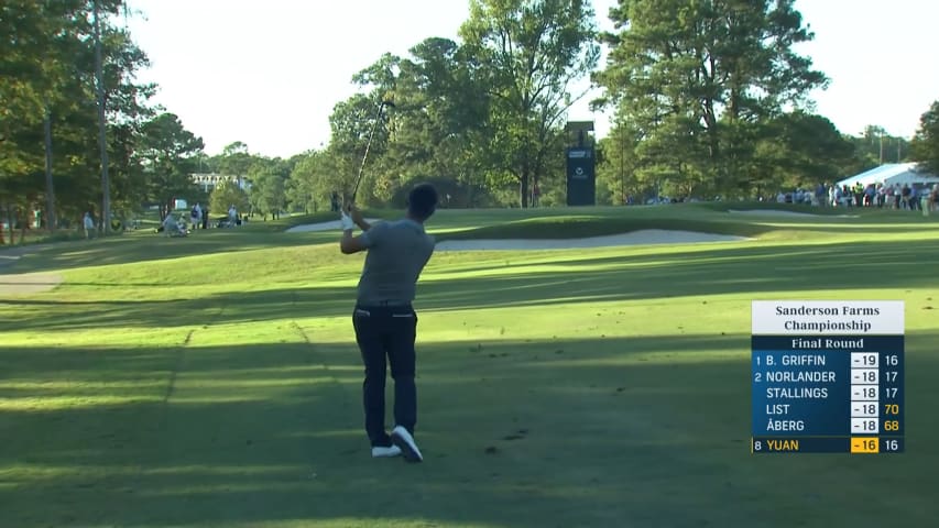 Carl Yuan jars 119-yard approach for eagle at Sanderson Farms