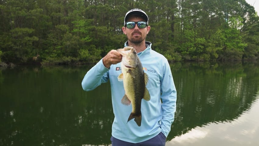 Dawson Armstrong fishes at the course ahead of Club Car Championship