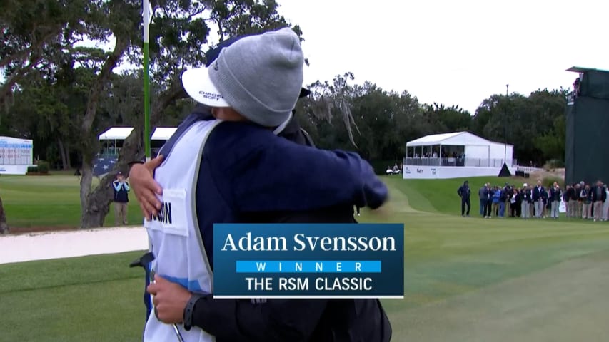 Adam Svensson sinks par putt to win The RSM Classic