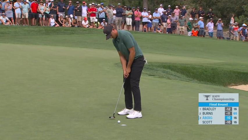 Ludvig Ã…berg makes short birdie putt at BMW Championship