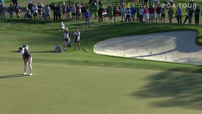 Lee Westwood holes 28-footer for birdie at Arnold Palmer