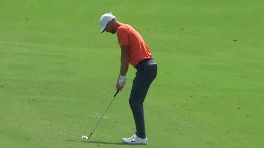 Kevin Tway’s solid approach sets up 3-foot birdie at Fort Worth. 