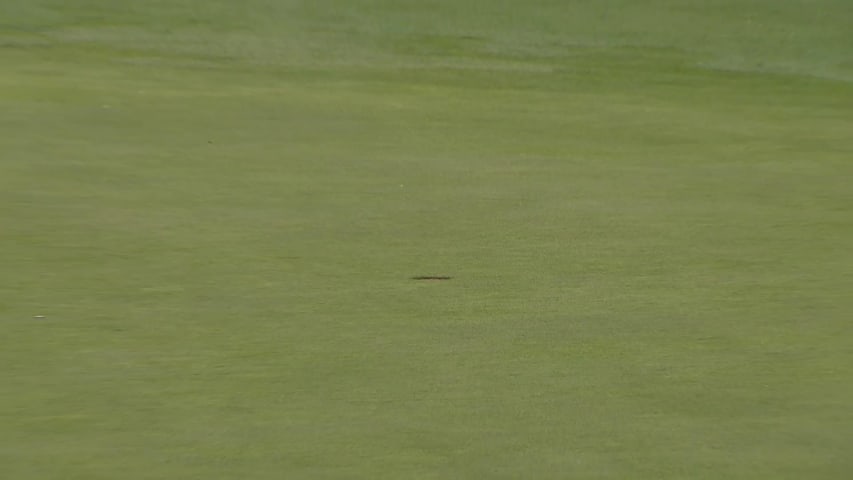 Patrick Fishburn sinks a 25-foot birdie putt on No. 2 at Rocket Mortgage