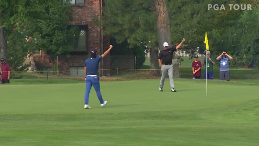 Callum Tarren drains eagle on No. 17 at Utah