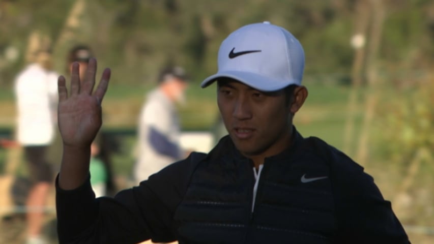 Cheng Tsung Pan sneaks in a 26-footer at The RSM Classic