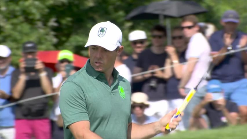 Rory McIlroy drains nice putt for birdie at Olympic Men's Golf