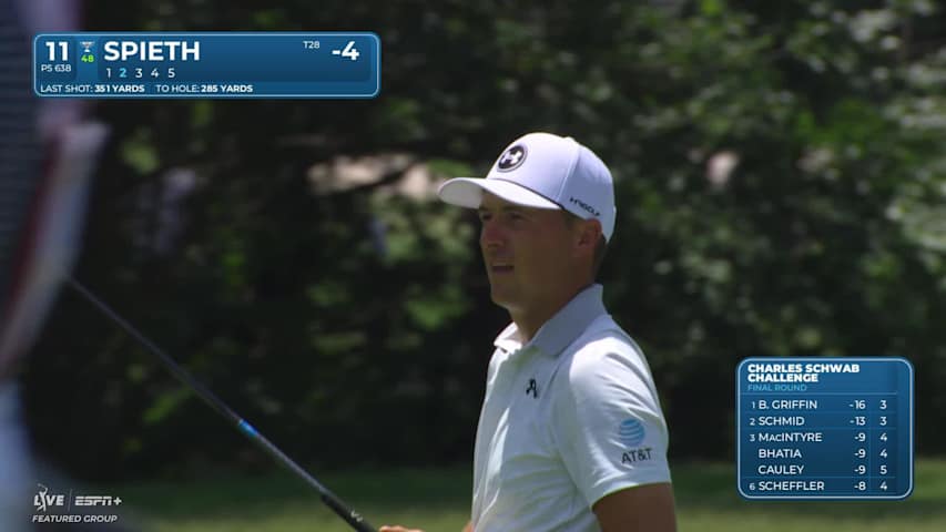 Jordan Spieth makes birdie on No. 11 at Charles Schwab