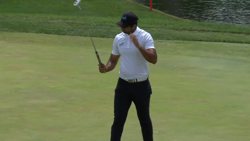 Aaron Rai sends approach in tight at Charles Schwab