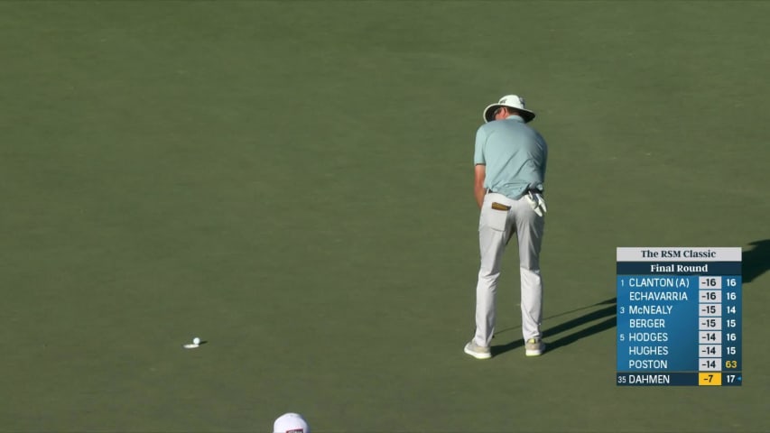 Joel Dahmen buries important par putt to conclude The RSM Classic