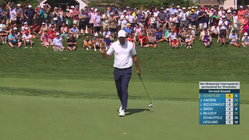 Scottie Scheffler's impressive up-and-down to save par at the Memorial