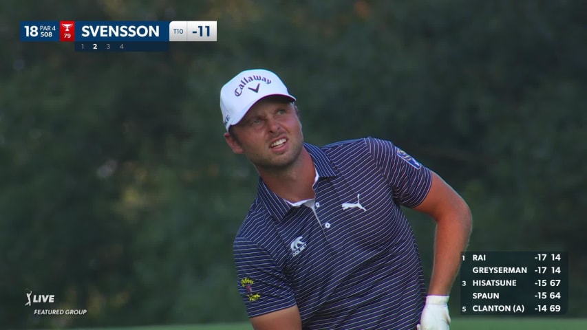 Adam Svensson makes birdie on No. 18 at Wyndham