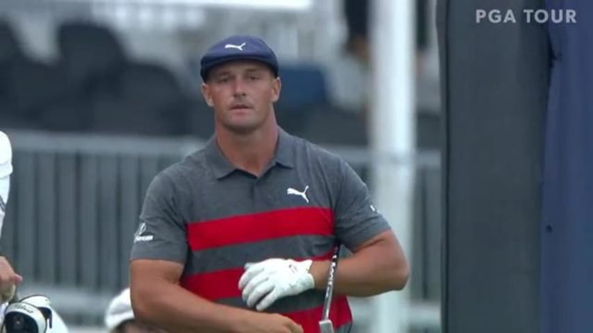 Bryson DeChambeau dials in tee shot to set up birdie at the BMW Championship