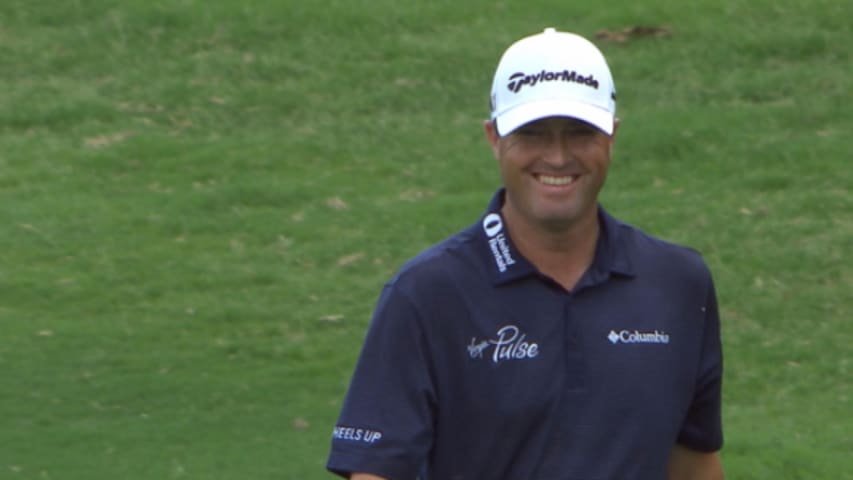 Ryan Palmer nearly holes out on his final hole at DEAN & DELUCA