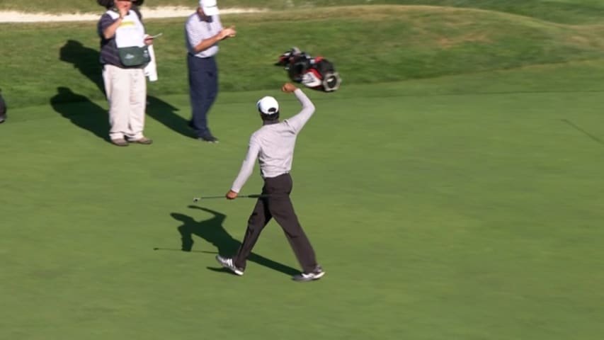 Carlo Carino’s joyful birdie putt at Nature Valley First Tee Open