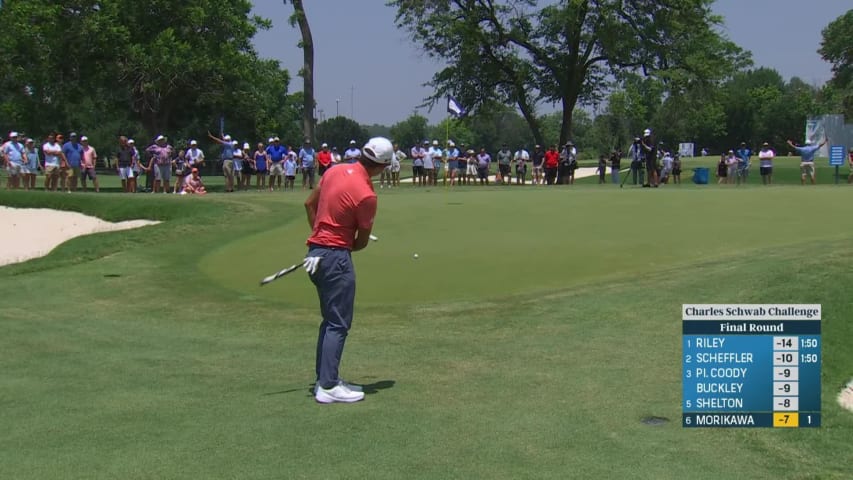 Collin Morikawa makes birdie on No. 2 at Charles Schwab