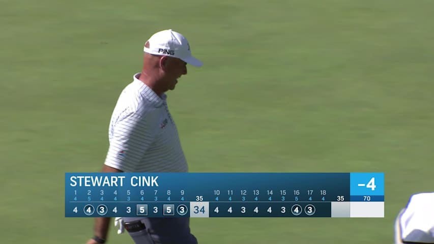 Stewart Cink makes birdie putt on No. 17 at Kaulig Companies Championship