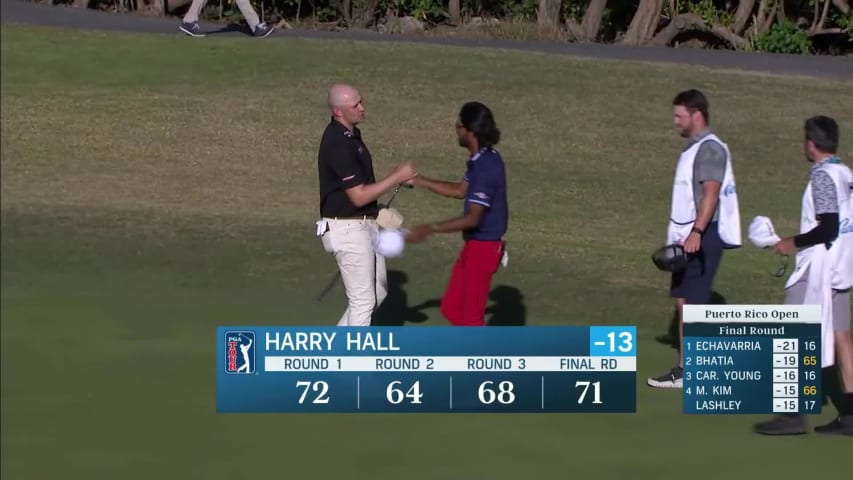 Harry Hall makes birdie on No. 18 at Puerto Rico