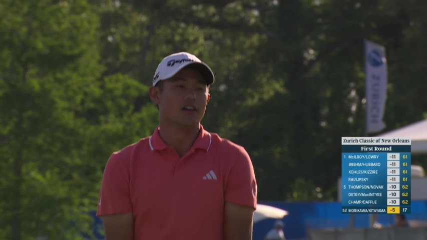 Collin Morikawa makes birdie at Zurich Classic