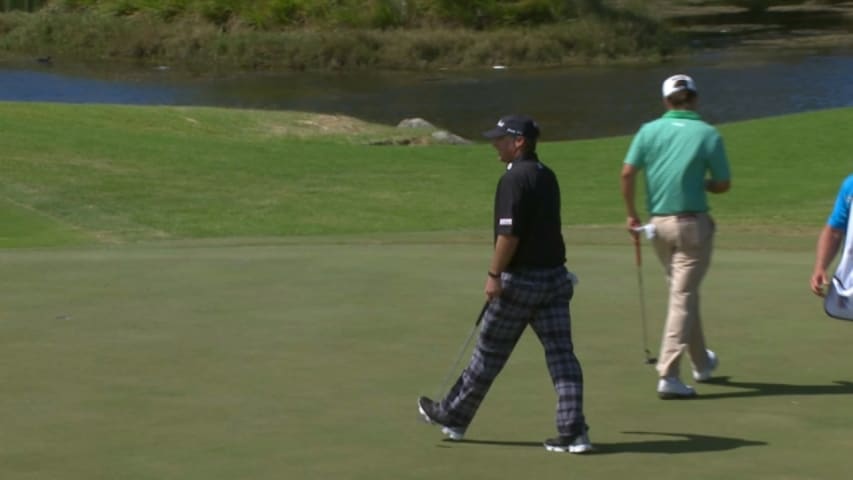 Chris Smith holes a 35-foot  birdie putt at Puerto Rico