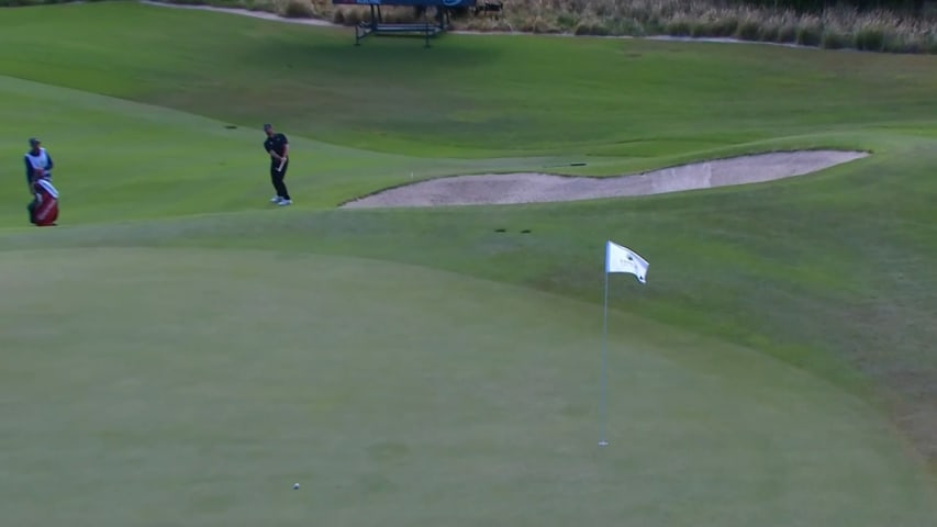 Chad Ramey chips it close to set up birdie at Corales Puntacana