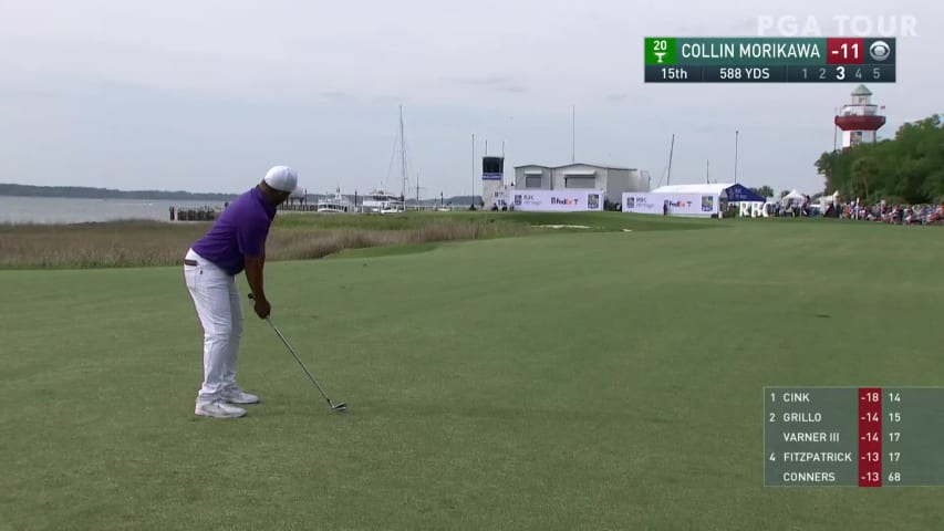 Harold Varner III hits solid approach and birdies No. 18 at RBC Heritage